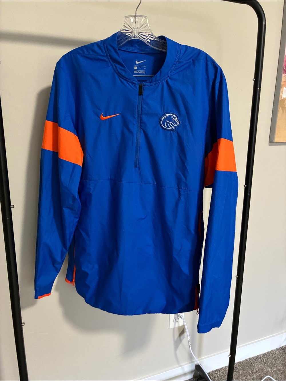 Nike Blue Rain Pullover with Orange Sleeve Panels